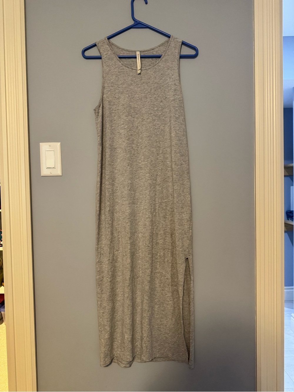 Babaton Heather Gray Tank Maxi Dress with Side Slit
